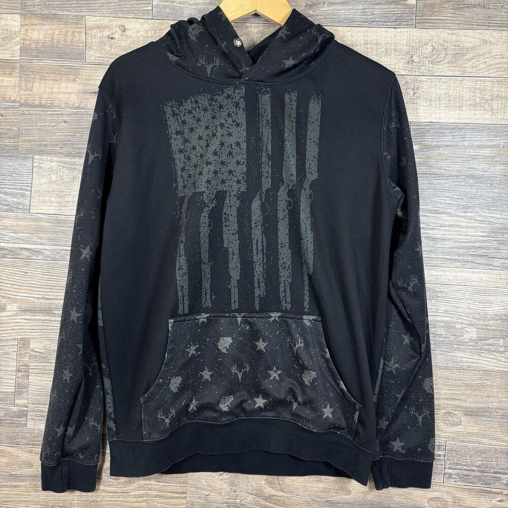 Yee Yee American Flag Hoodie Country Patriotic USA Size M Black